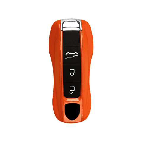 Orange Remote Control Key Fob Cover Hard Shell w/Keychain For Porsche Cayenne Panamera 2018+