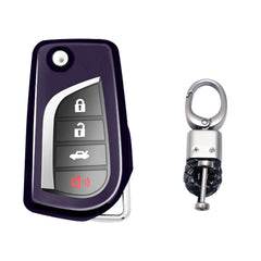 Purple Black TPU Shockproof Flip Key Fob Case For Toyota Auris Corolla Yaris 2/3/4 Button