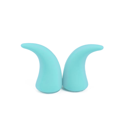 2Pcs PU Foam Small Sky Blue Devil Bull Horn AC Air Outlet Stickers Decor For Car