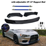Front Bumper Lip Chin Spoiler Splitter Diffuser Protector Guard Gloss Black 3pcs Universal Fit For Most Cars Auto Front Trim Body Kit
