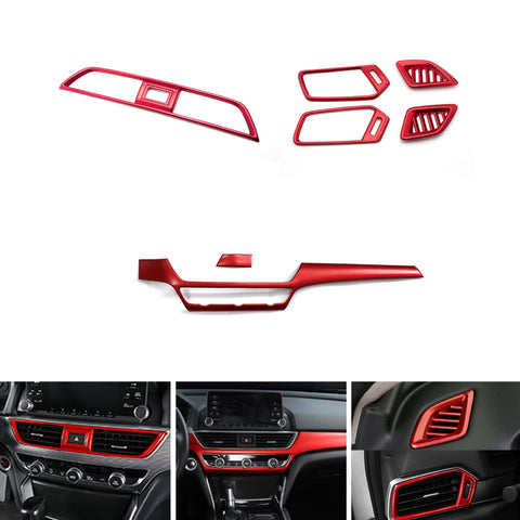 Sporty Red Dashboard Strip Center/Side AC Vent Panel Trim For Honda Accord 18-22