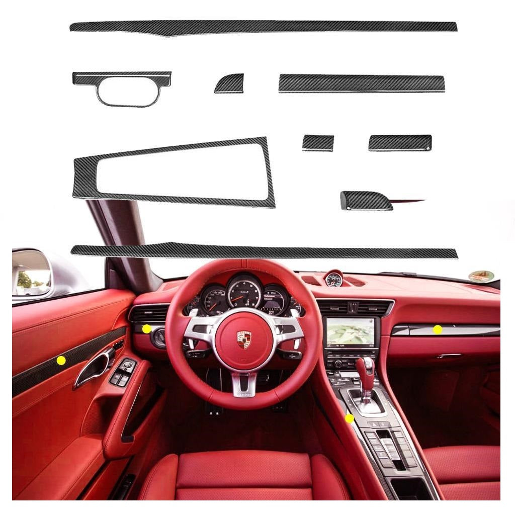 JDM Carbon Fiber Interior Trim Decor Cover for Porsche 991 718 981