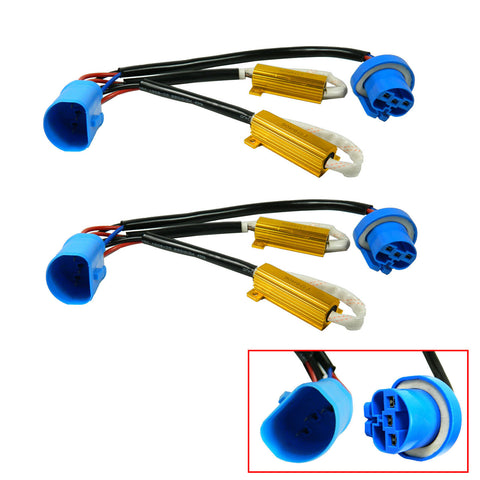 2pcs Error Free 9007 9004 LED Headlight Bulb Load Resistor Kit, HID Relay Harness Decoder CAN-bus Anti Flicker Hyper Flash Wiring Canceler