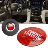 Red Pure Carbon Fiber Keyless Engine Start Stop Button Cover Ignition Push Start Button Cap for Chevrolet/for Cadillac/for GMC