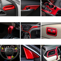 Red Console Strip AC Vent Gear Box Handle Bowl Trim For Toyota Camry 2018-2024