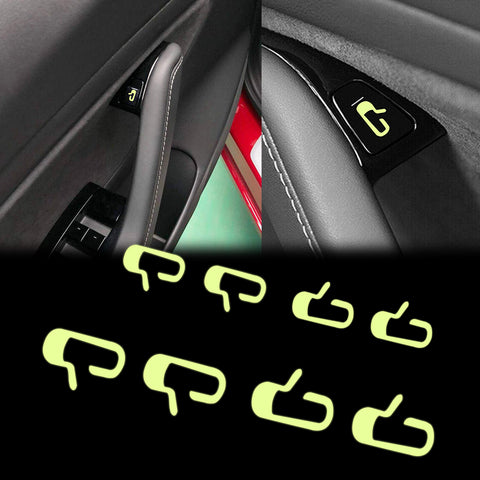 for Tesla Model 3 Door Exit Decal Set, Luminous Door Open Button Sticker Kit, Car Interior Door Button Icon Sticker, 8pcs Fluorescent Yellow