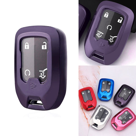 Purple Soft TPU Full Covered Keyless Entry w/Button Fob Cover For Chevrolet Silverado 1500 2500HD 3500HD 2019-up