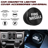FIRE Missile Cigarette Lighter Push Button Plug Replacement Cover, Aluminum Black, Fit Cars Trucks SUVs with 12V Power Source