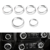 6pcs Centre Console AC Climate Control/Radio Volume Tune Switch Knob Surrounding Ring Decoration Covers Compatible with Ford F150 XLT 2016-2020 (Silver)