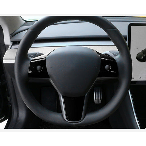 Gloss Black Steering Wheel Molding Cover Kit For Tesla Model 3 2017-2023 & Model Y 2020-up