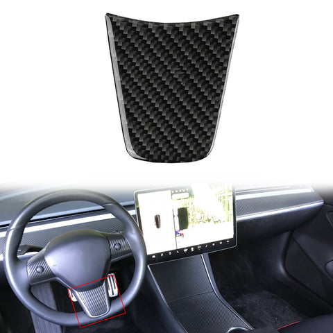 for Tesla Model 3 2017-2019 Carbon Fiber Interior Steering Wheel Cover Decal Decoration Overlay Sticker