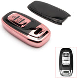 Blue / Red / Rose Gold Soft TPU Front + ABS Shell Back Full Sealed Key Fob Case Protector for Audi R8 Q5 Q7 S3 S4 S5 S6 S7 S8 SQ5 RS5 RS7 A4 A5 A6 A7 A8 3-button Key