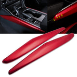 ABS Carbon Fiber / Red ABS Car Console Gear Shift Panel Cover Trim for Honda Accord 2018 2019
