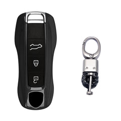 Black Remote Control Key Fob Cover Hard Shell w/Keychain For Porsche Cayenne Panamera 2018+