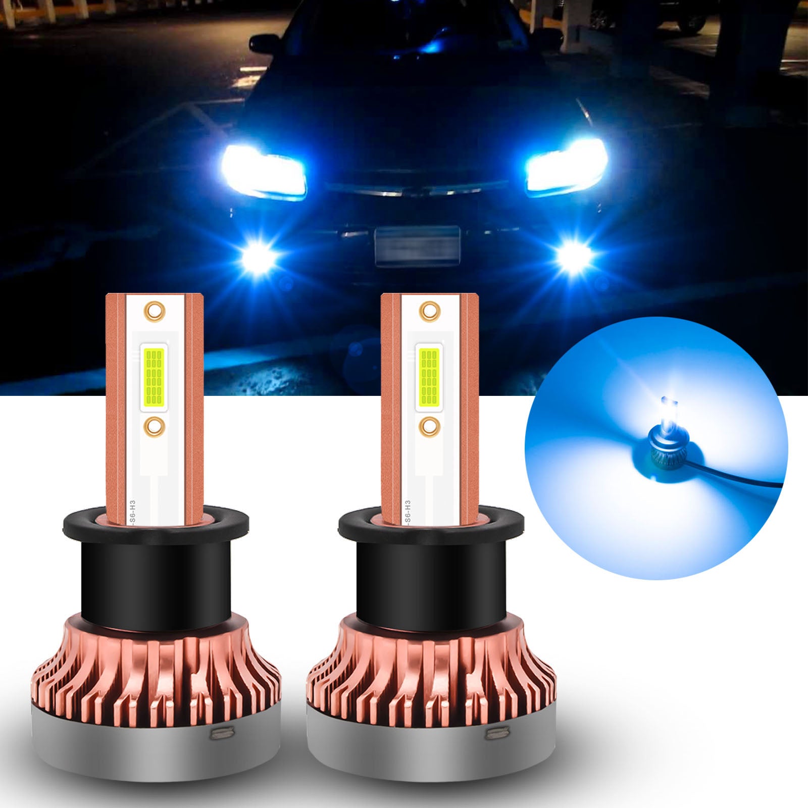 H3 LED FOG Lights Conversion Kit Bulbs 8000K Driving DRL Lamp Blue Lig