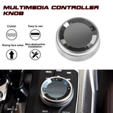 Xotic Tech Console Multimedia Knob Switch Button Cover Trim Compatible with BMW 1 2 3 4 5 7 X1 X3 X4 X5 X6 7-Button iDrive (Crystal)