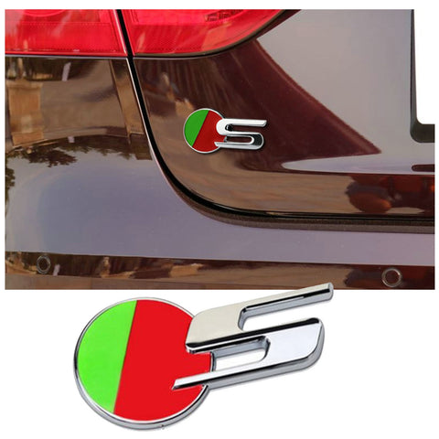 Auto Decor Sticker, Green Red Round S Logo Sport Emblem Trunk Boot Badge for Jaguar XJ XJR XJS XF XE Front Bumper Rear Trunk Door Fender