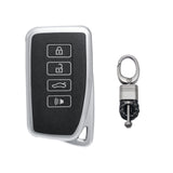 Black Soft TPU Leather Full Protect Smart Key Fob Cover w/Keychain For Lexus EX RX NX GS IS
