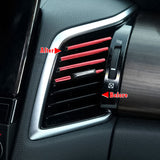 10pcs Car Accessories Interior Soft PVC AC Air Conditioner Outlet Overlay Strip Decoration Cover Trim Kit Universal Fit, Red