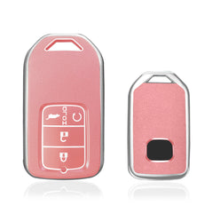 Pink Soft TPU Leather Full Protect Key Fob Cover Case For Honda Civic 2014-2017