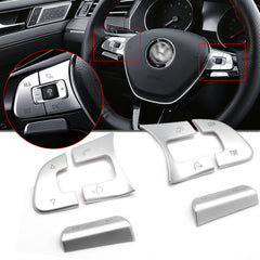 6pcs Silver Steering Wheel Control Button Cover Trim Decoration for Volkswagen Passat Golf SportWagen Alltrack Tiguan Altas Arteon 2016-up