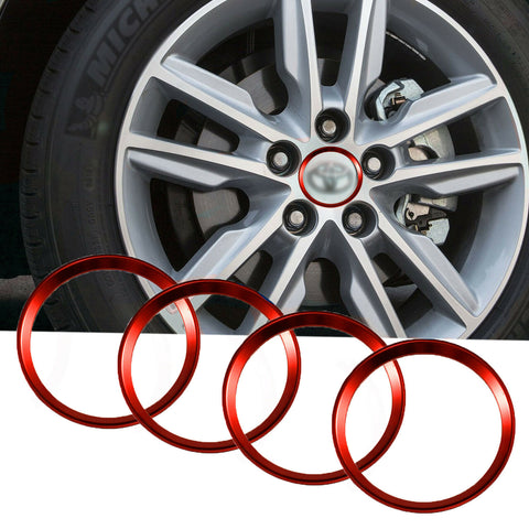 4x Blue / Red Alloy Car Wheel Rim Center Cap Hub Ring Decoration for Toyota Camry 2011-2016