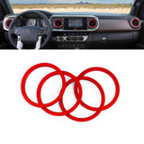 Red Aluminum Air Vent Inner Outlet Circle Ring Cover For Toyota Tacoma 16-2023