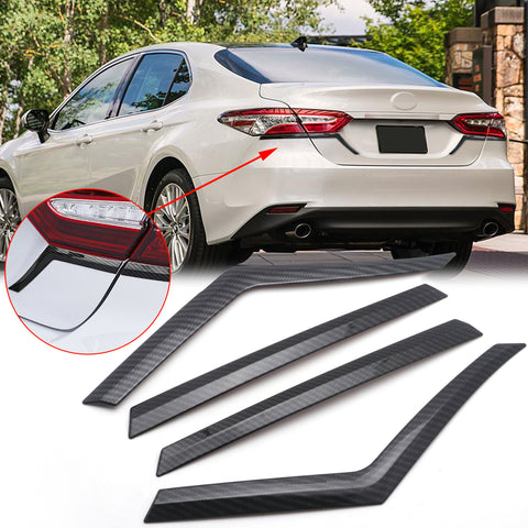 for Toyota Camry 2018 2019 Taillight Brake Light Eyebrows Strip Cover Trim, Carbon Fiber Style Rear Lamp Eyelid Molding Decoration