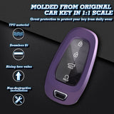 Xotic Tech Purple TPU Key Fob Shell Full Cover Case w/ Keychain, Compatible with Hyundai Sonata Tucson Santa Fe Smart Keyless Entry Key