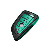 For BMW X1 X3 X5 X6 X7 5 7 Series Green TPU Leather Key Shell Fob Case Cover w/Keychain