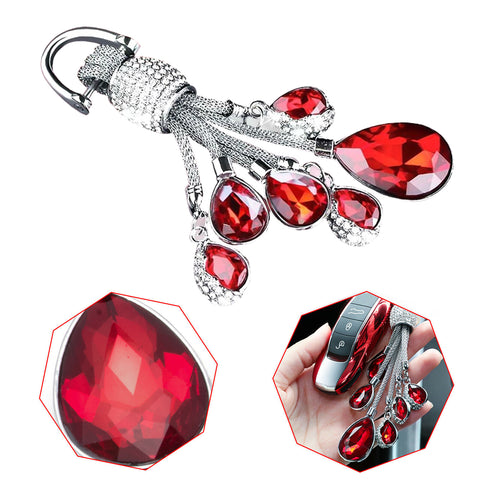 Blue / Pink / Red Universal Fit Car Key Chain Ring, Water-drop Shining Crystal Jewelry Keychain Bling Diamond Key Holder Ring, Cute Decoration Accessories