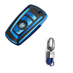 Blue Full Cover Smart Key Fob Exact Fit Cover w/Keychain For BMW F20 F21 F22 F25 F30 F31