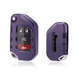 Purple Black TPU Shockproof Remote Control w/Button Key Holder Shell For Jeep Wrangler 18-21