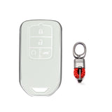 White Soft TPU Leather Full Protect Key Fob Cover Case For Honda Civic 2014-2023
