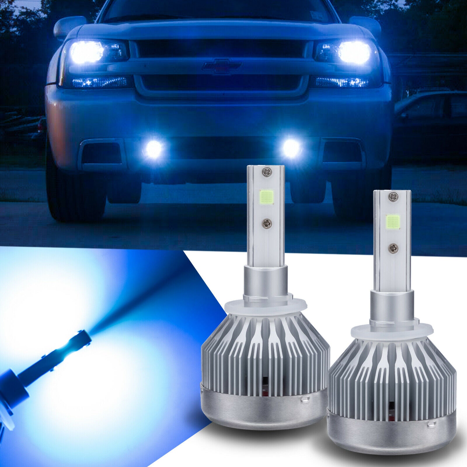 Xotic Tech H8 H9 H11 LED Headlight Bulbs, Ice Blue 8000K COB LED Headlight  Conversion Kit For High / Low Beam Daytime Running Lights 