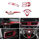 Red Dashboard Strip Steering Wheel Panel Molding Trim For Honda Accord 2018-2022