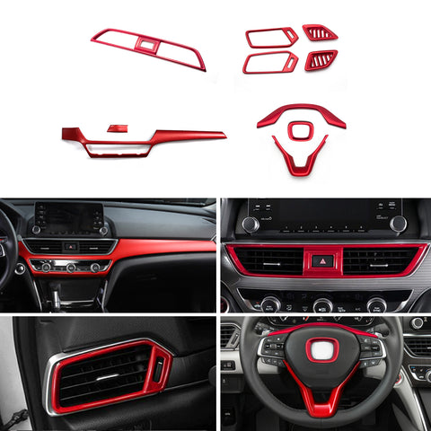 Red Dashboard Strip Steering Wheel Panel Molding Trim For Honda Accord 2018-2022