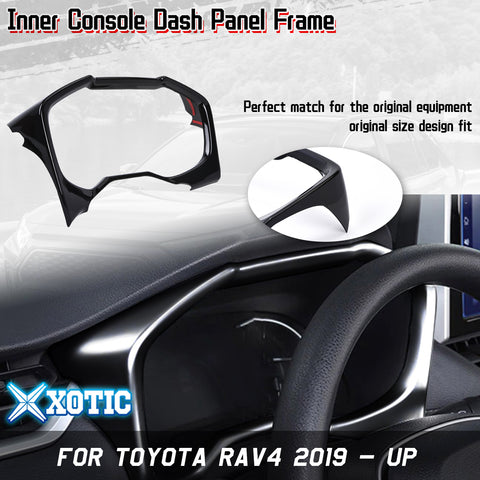 Interior Center Console Dashboard Instrument Frame Moulding ABS Cover Trim For Toyota RAV4 2019-2024, Glossy Black