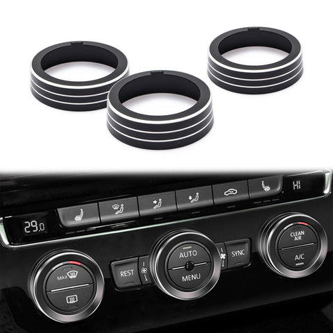 Black Anodized AC Climate Control Knob Cover Ring For Volkswagen Golf GTI MK7