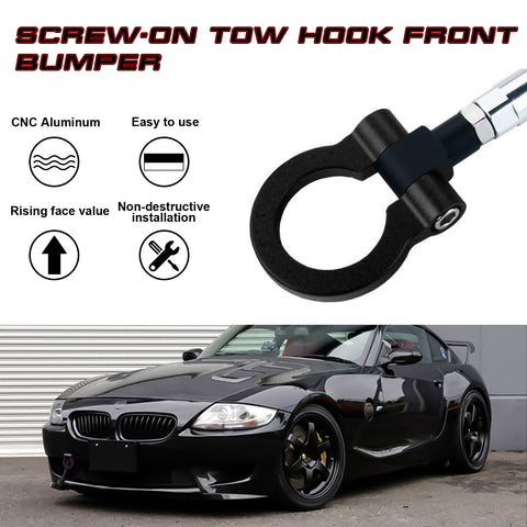 Black CNC Euro Racing Style Tow Hook For BMW 1 3 5 Series X5 X6 Mini Cooper R55