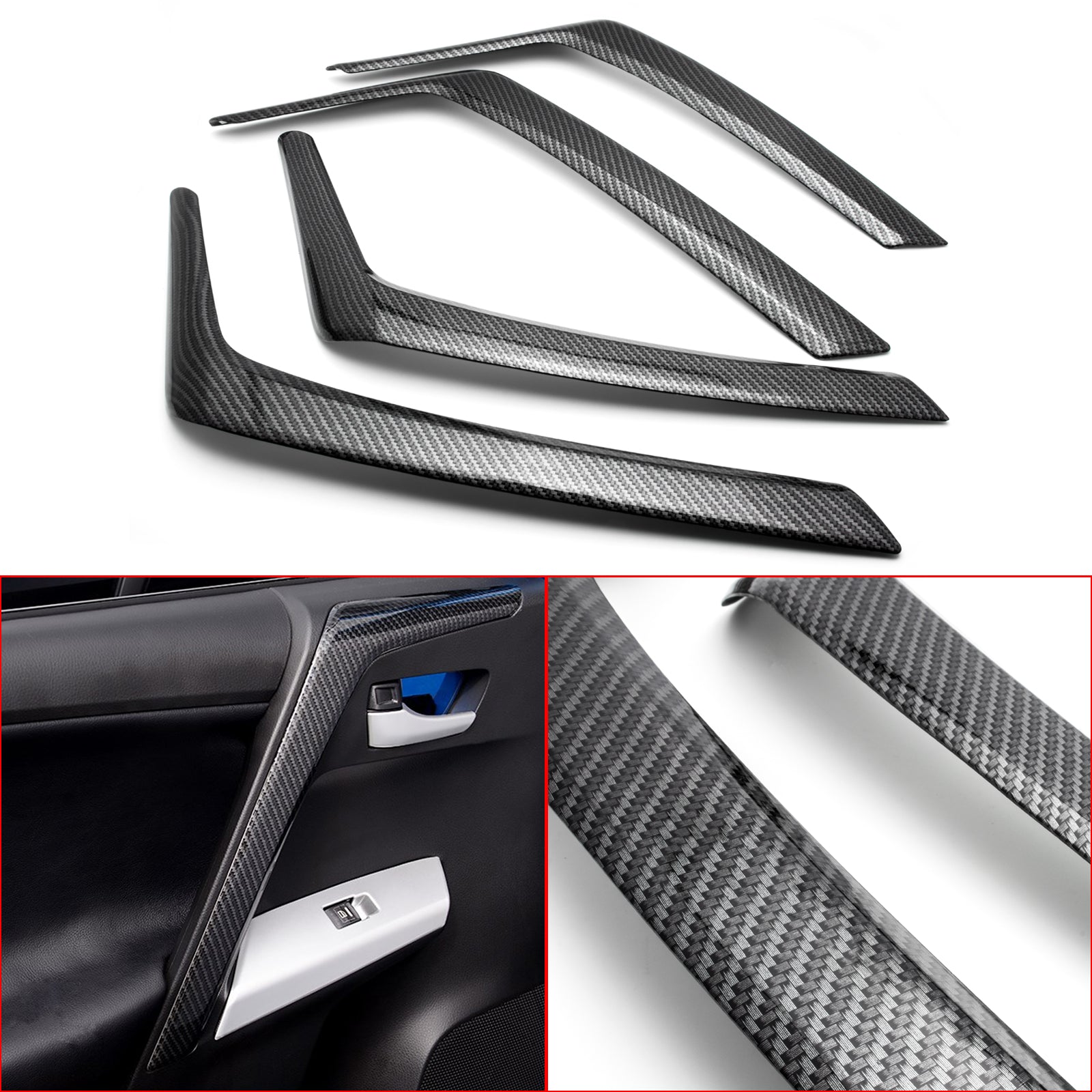 Pattern Side Door Handle Cover Trim 4pcs Carbon Fiber for Toyota RAV4 Pattern Side Door Handle Cover Trim 4pcs Carbon Fiber for Toyota RAV4