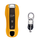 Yellow Remote Control Key Fob Cover Hard Shell w/Keychain For Porsche Cayenne Panamera 2018+