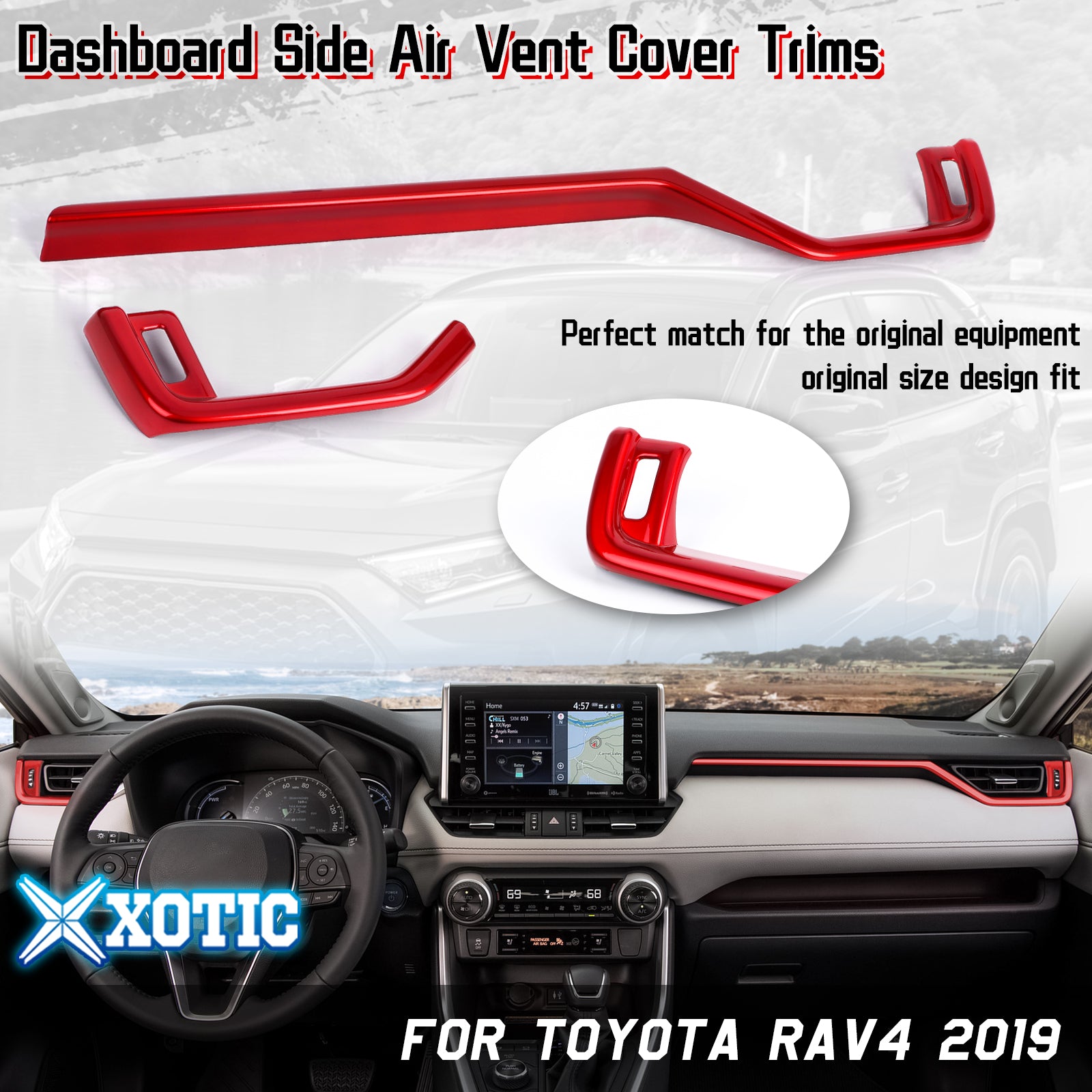 APR01 Carbon Fiber Style Dashboard Side Air Vent Cover Trims For Toyota RAV4 2019-2025 (Glossy Black, 2-Piece)