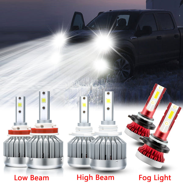 6pcs for Ford F-150 2015-2019 LED Headlight High Low Beam +