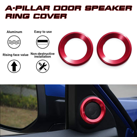 Sporty Red A-Pillar Door Audio Speaker Ring Cover For Honda Civic 10th 2016-2021