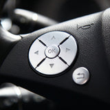 Car Interior Steering Wheel Button Decoration Cover Trim,Compatible with Mercedes C E S GLK-Class,W204 W212 W221 X204 (Chrome)