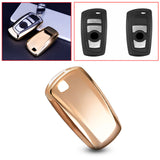 Key Fob Case Soft TPU Remote Control Key Shell Cover Case for BMW 1 3 4 5 6 7 Series X3 X4 M2 M3 Keyless, Gold