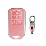 Pink Soft TPU Leather Full Protect Key Fob Cover Case For Honda Civic 2015-2021