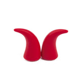 2Pcs PU Foam Small Red Devil Bull Horn AC Air Outlet Stickers Decor For Car