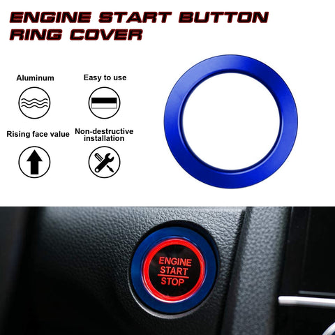 Sport Blue Engine Start Button Ring Decor Cover Trim For Honda Civic Accord 10th